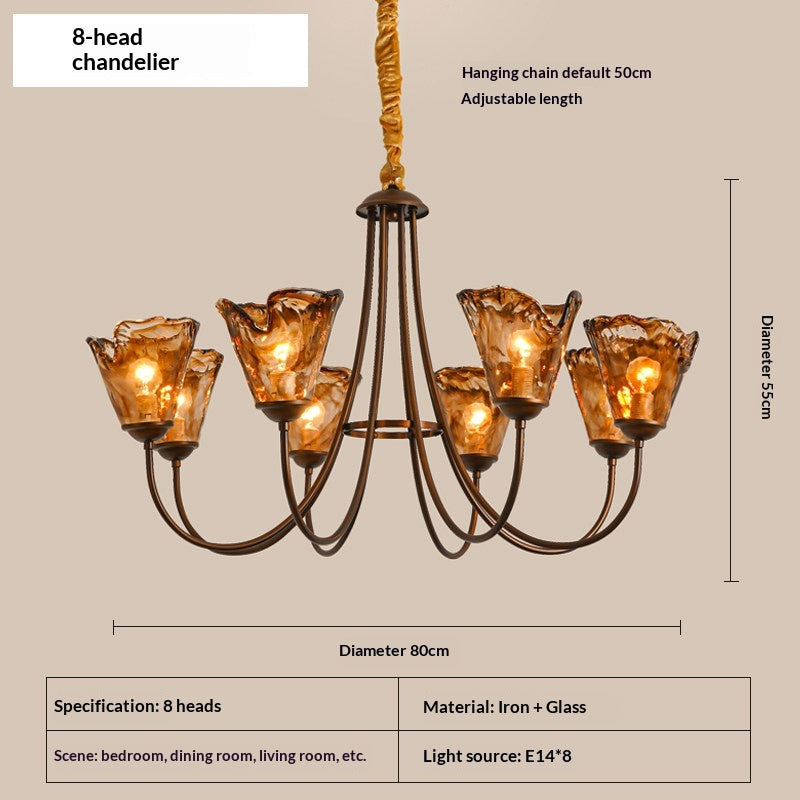 Amber Glow Vintage Glass Chandelier