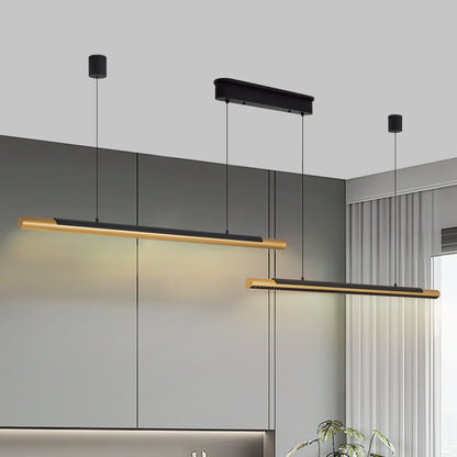 75-inch Modern Black And Gold LED Pendant Light, Adjustable Hanging Light For Dining Room, Kitchen, Living Room Sleek Dual Tube Design