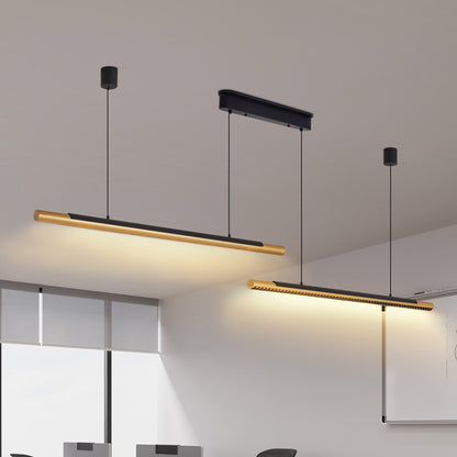 75-inch Modern Black And Gold LED Pendant Light, Adjustable Hanging Light For Dining Room, Kitchen, Living Room Sleek Dual Tube Design