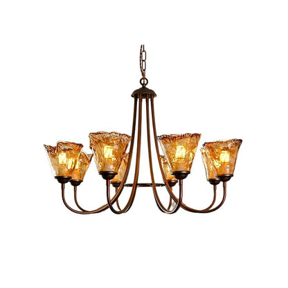 Amber Glow Vintage Glass Chandelier
