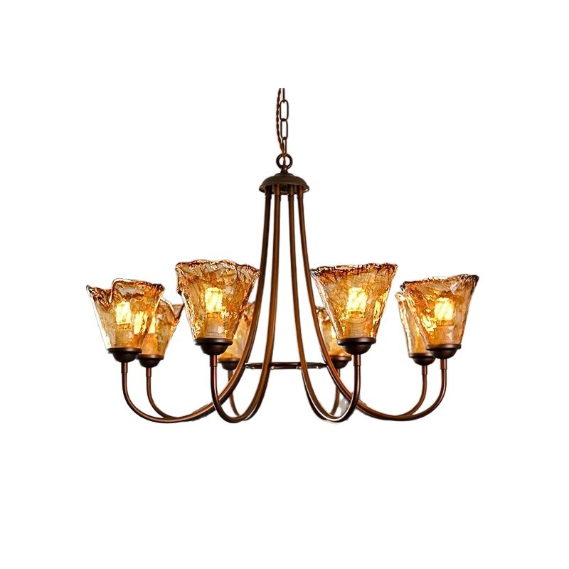 Amber Glow Vintage Glass Chandelier