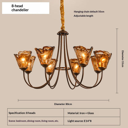 Amber Glow Vintage Glass Chandelier