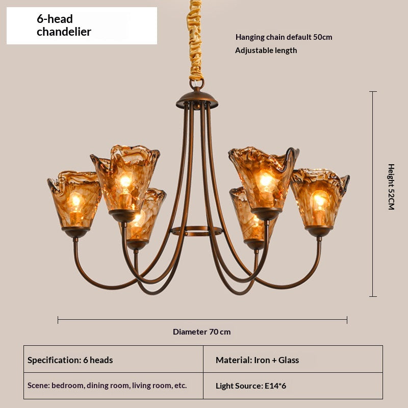 Amber Glow Vintage Glass Chandelier
