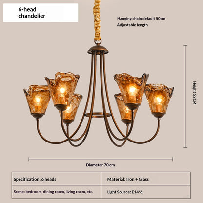 Amber Glow Vintage Glass Chandelier