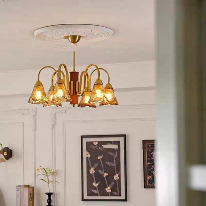 Amber Glow Vintage Glass Chandelier