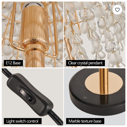 Crystal Drop Vintage Accent Table Lamp
