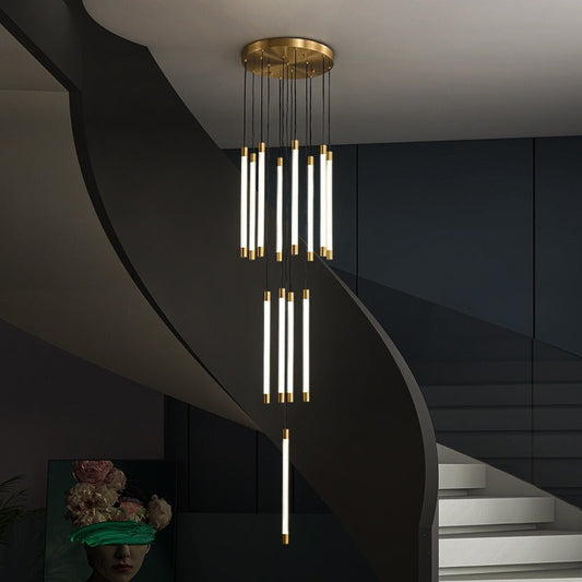 Imperial Copper Cascade Staircase Chandelier