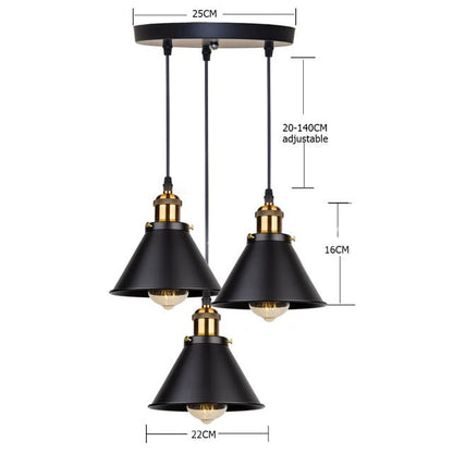 Noir Petite Triple Arm Chandelier