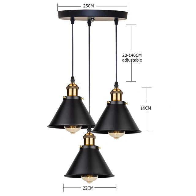 Noir Petite Triple Arm Chandelier