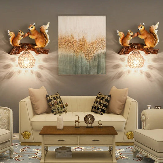 Woodland Charm Squirrel Wall Light